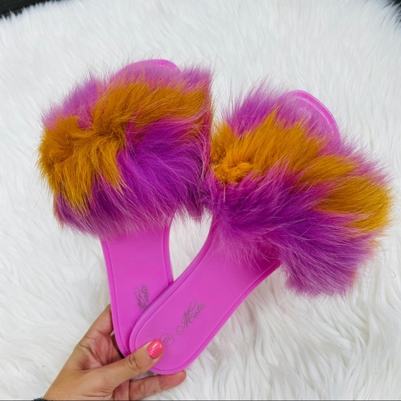 Pink fur jelly sandal - Picture 4 of 6